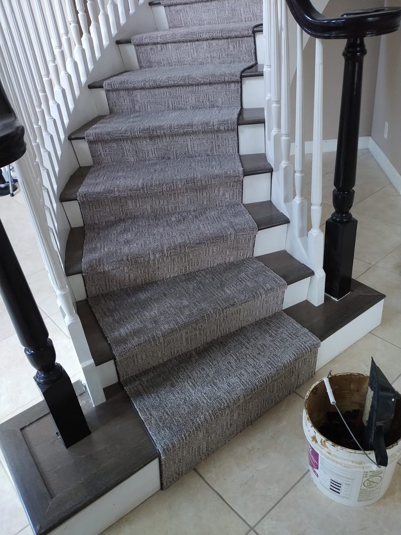Carpet runner installed on a staircase